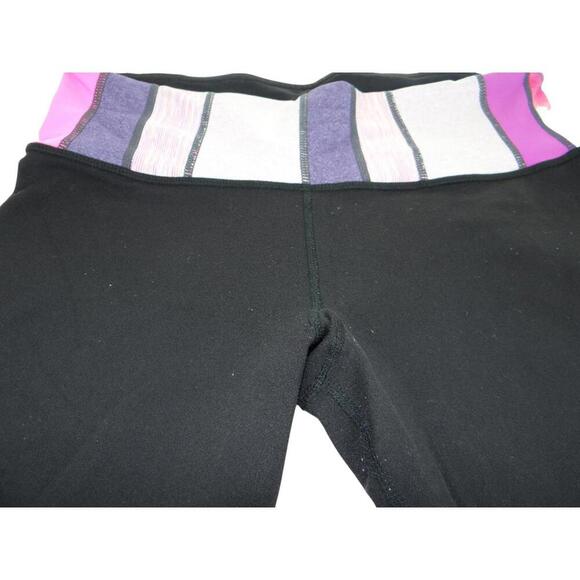 Lululemon Stylish Black Capri Leggings with Colorful Waistband Reversible - Picture 3 of 6